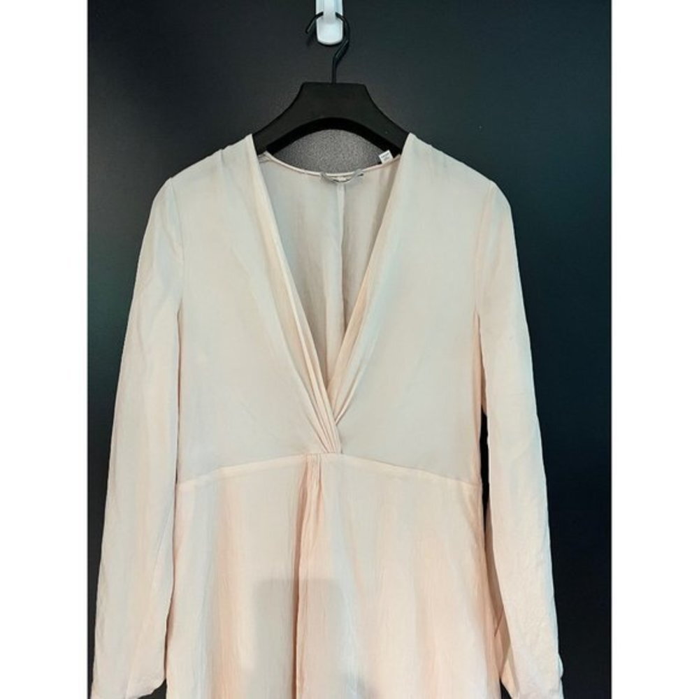 Vince Twist Drape Long Sleeve Dress in Oat Blush Size 6 - Picture 4 of 11